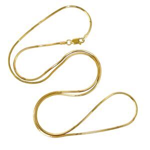 Vintage Italy KA1772 Sterling Silver Gold-Tone Square Edge Snake Necklace 24"